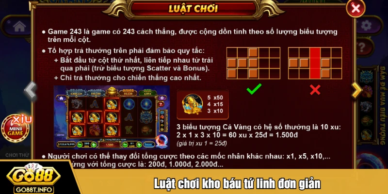 Luật chơi kho báu tứ linh đơn giản