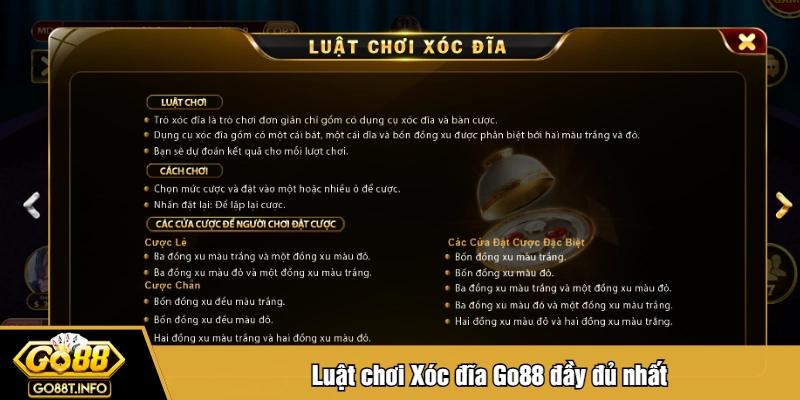 Luật chơi Xóc đĩa Go88 đầy đủ nhất